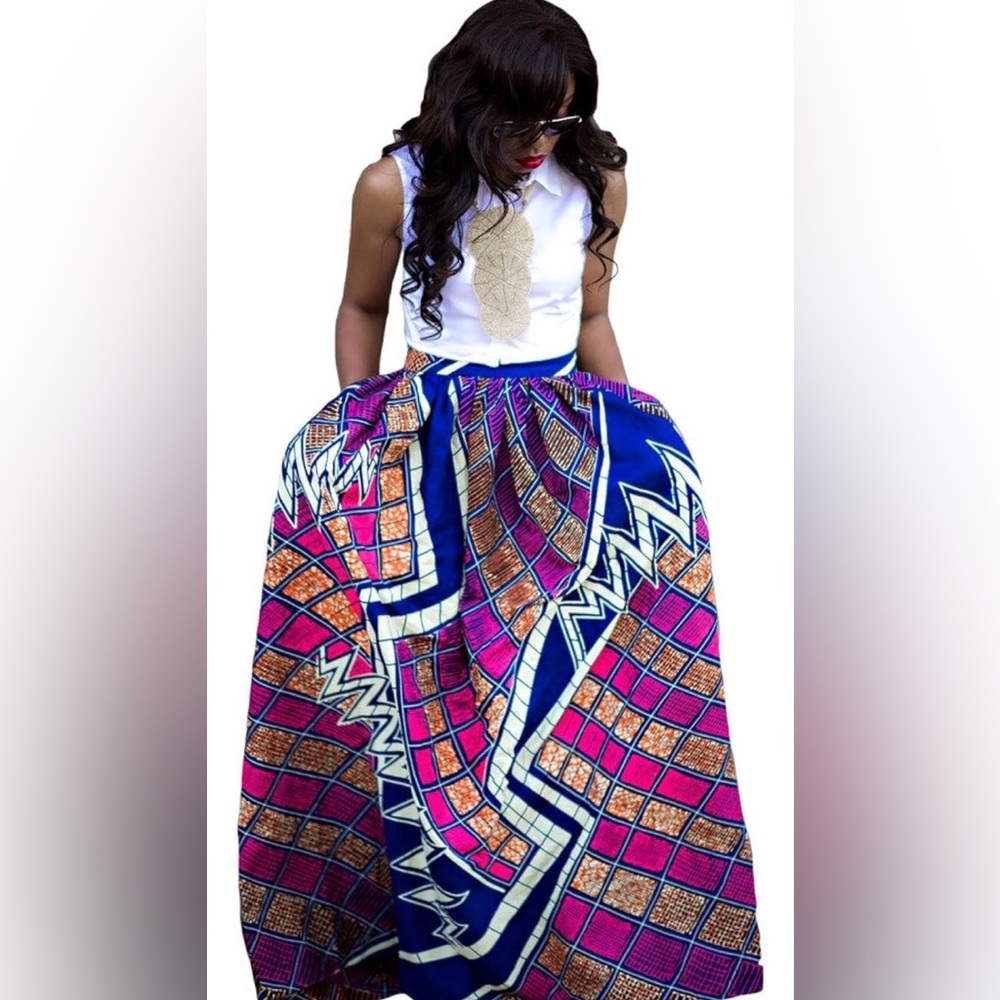 Geometric Pattern Maxi Skirt